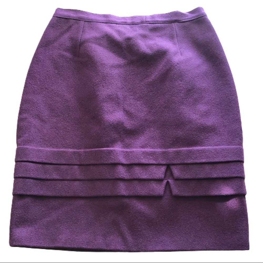 Purple Handmade Wool A-Line Pencil Skirt
